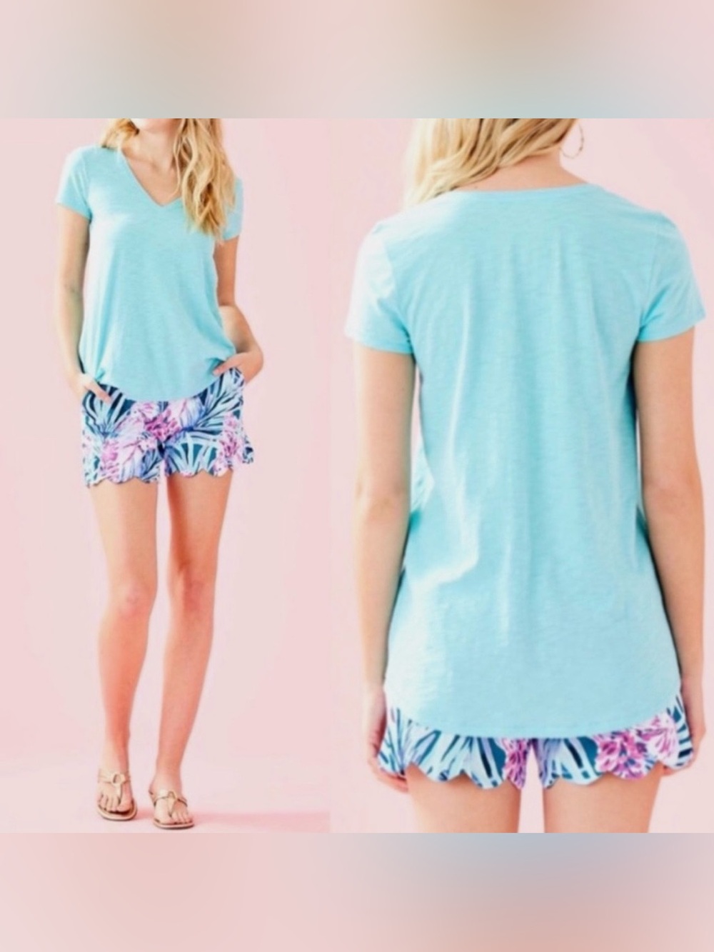 NWOT- Lilly Pulitzer Blue Horizon Etta V- Neck Tee